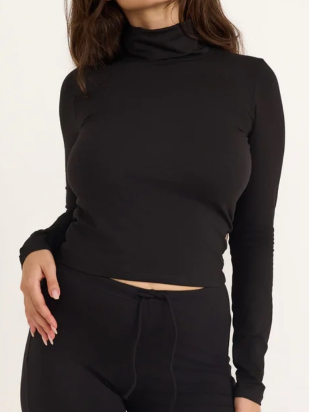 Organic Basics Everyday Turtleneck Shirt Black Large
